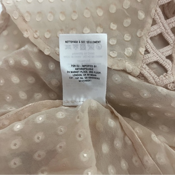 Vintage Anthropologie Meadow Rue Peach Medium Long Sleeve Button Blouse 75% Silk - Picture 9 of 9